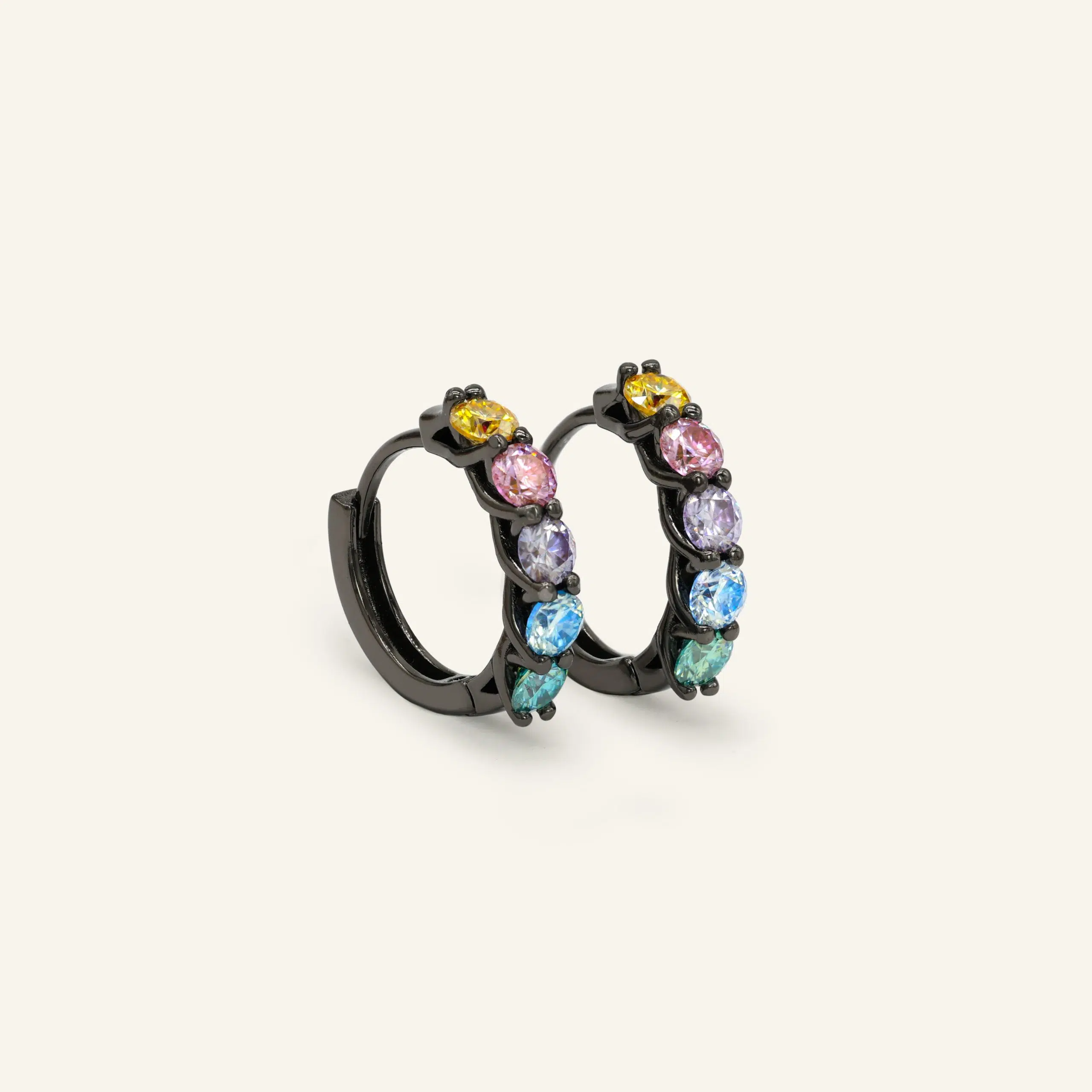 Entwine Huggies Pastel Rainbow Moissanite Black Gold Vermeil scaled