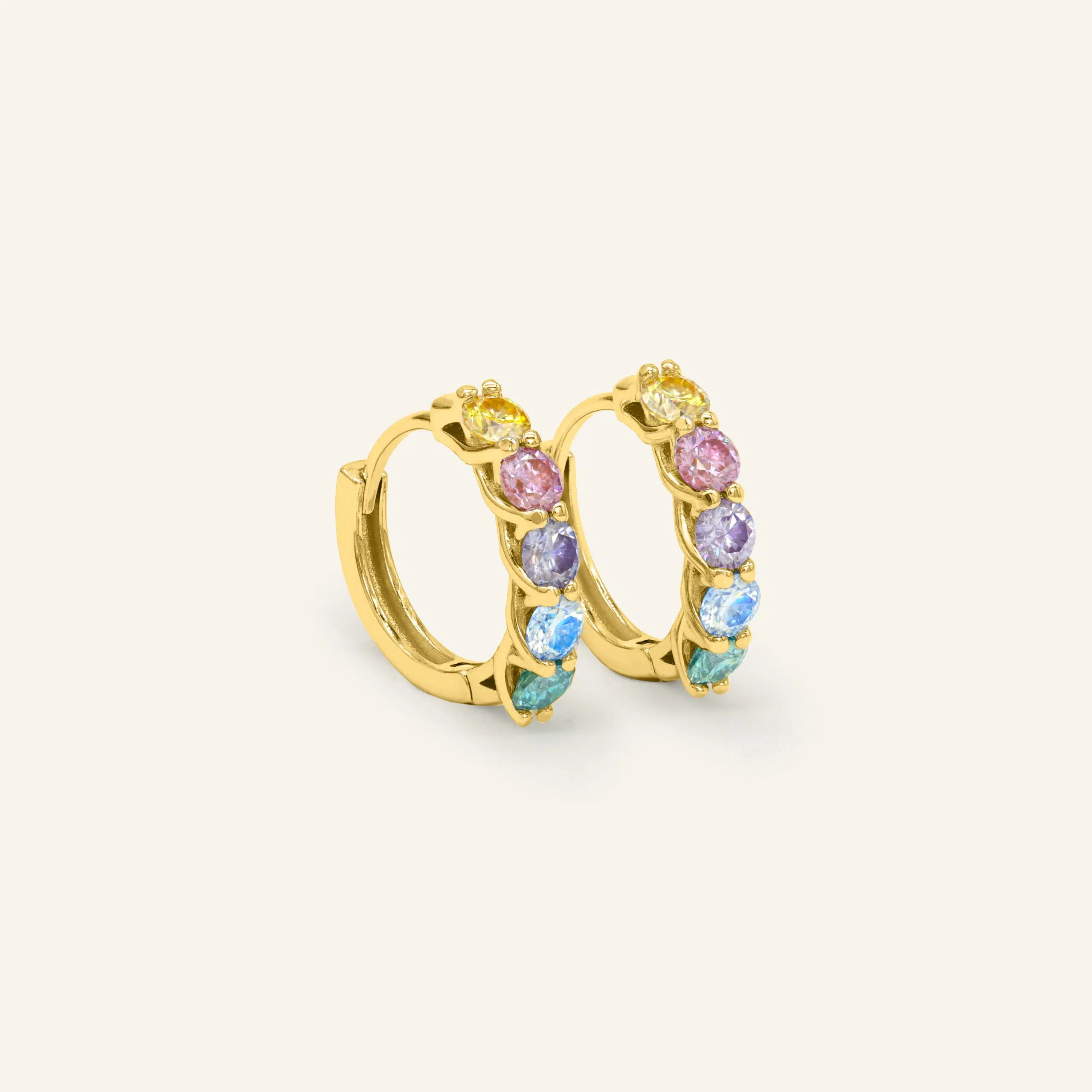 Entwine Huggies Pastel Rainbow Moissanite Yellow Gold Vermeil scaled