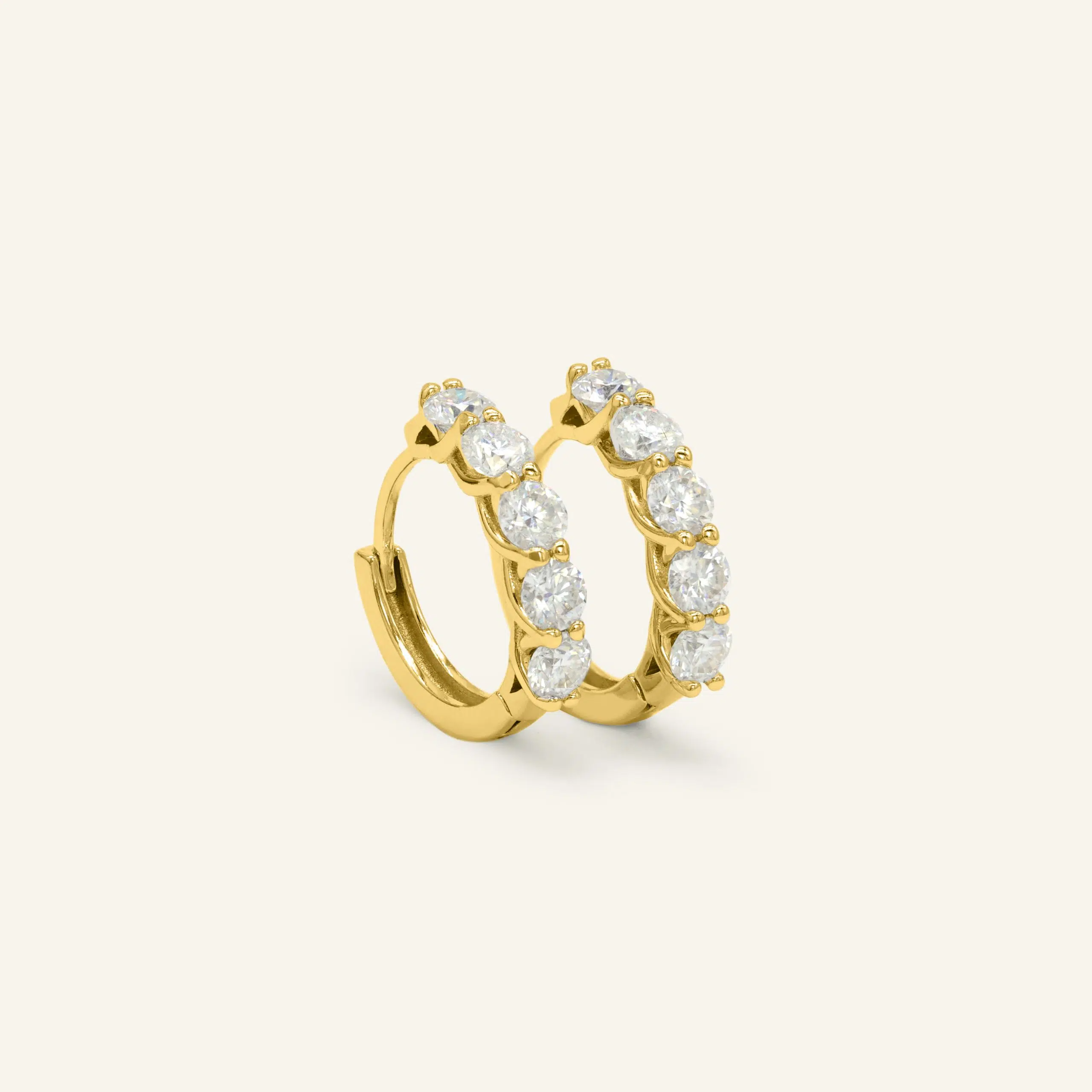Entwine Huggies White Moissanite Yellow Gold Vermeil scaled