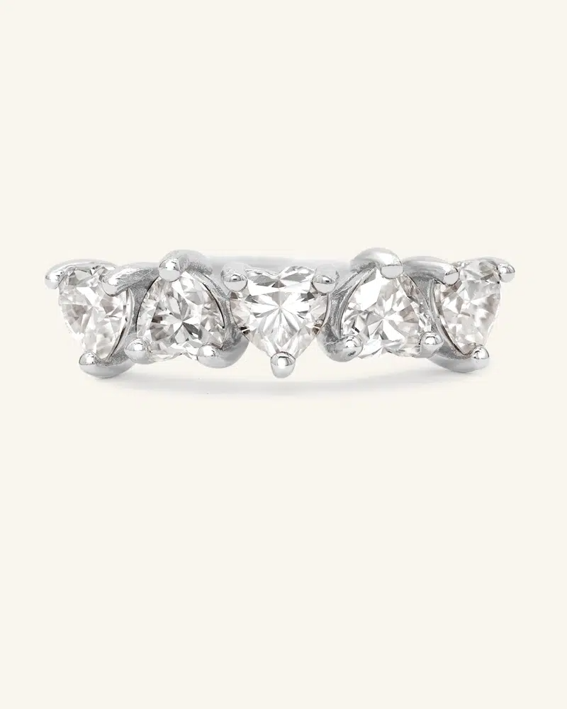 Eternity Heart Moissanite-Band-White-Silver