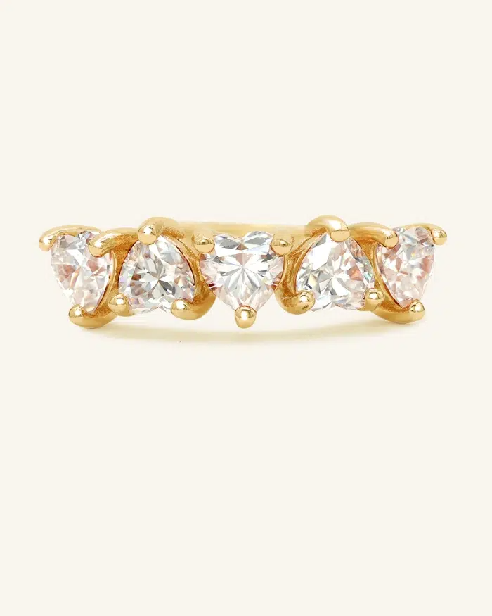 Eternity Heart Moissanite Band White Yellow Gold