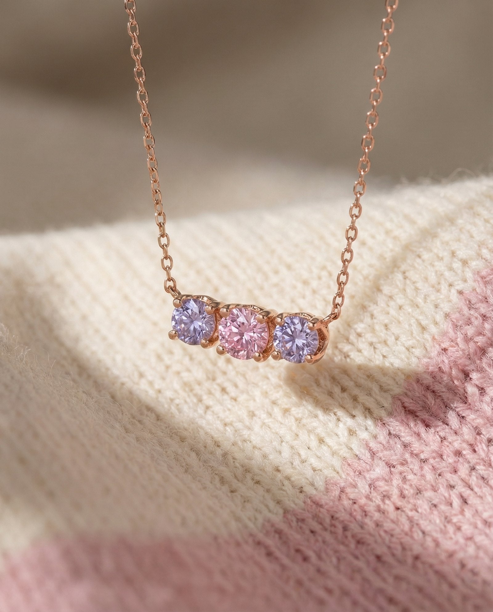 Everglow Trilogy Necklace in rose gold