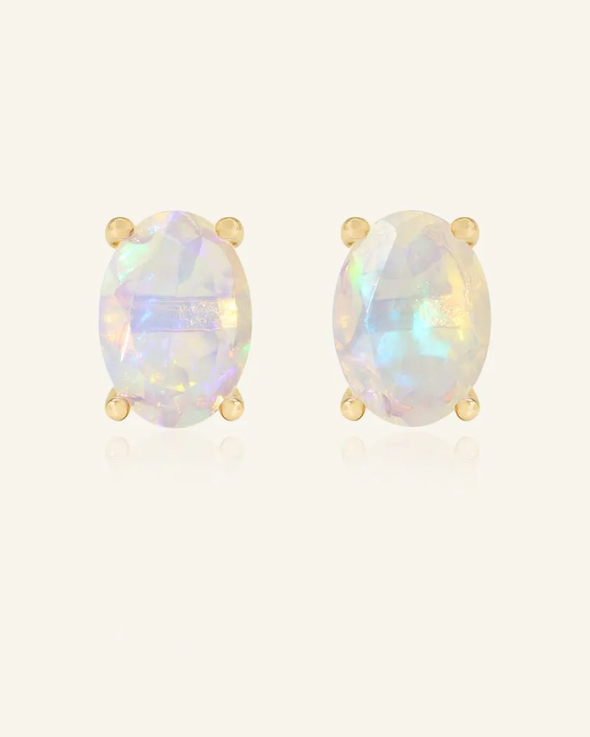 Prism Opal Studs in Yellow Gold	