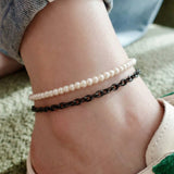 Faux Pearl Link Anklet