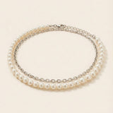 Faux Pearl Link Anklet