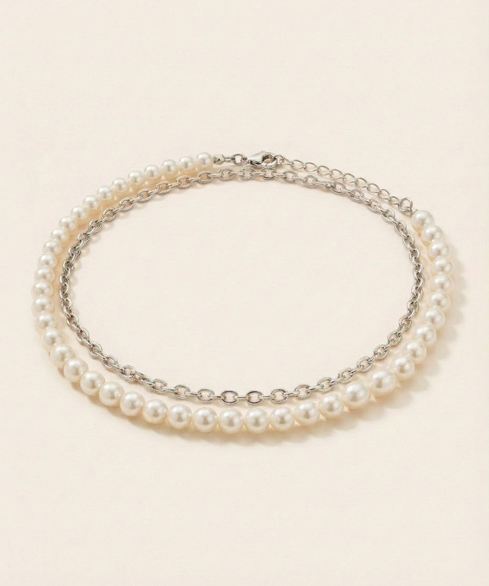 Faux Pearl Link Anklet