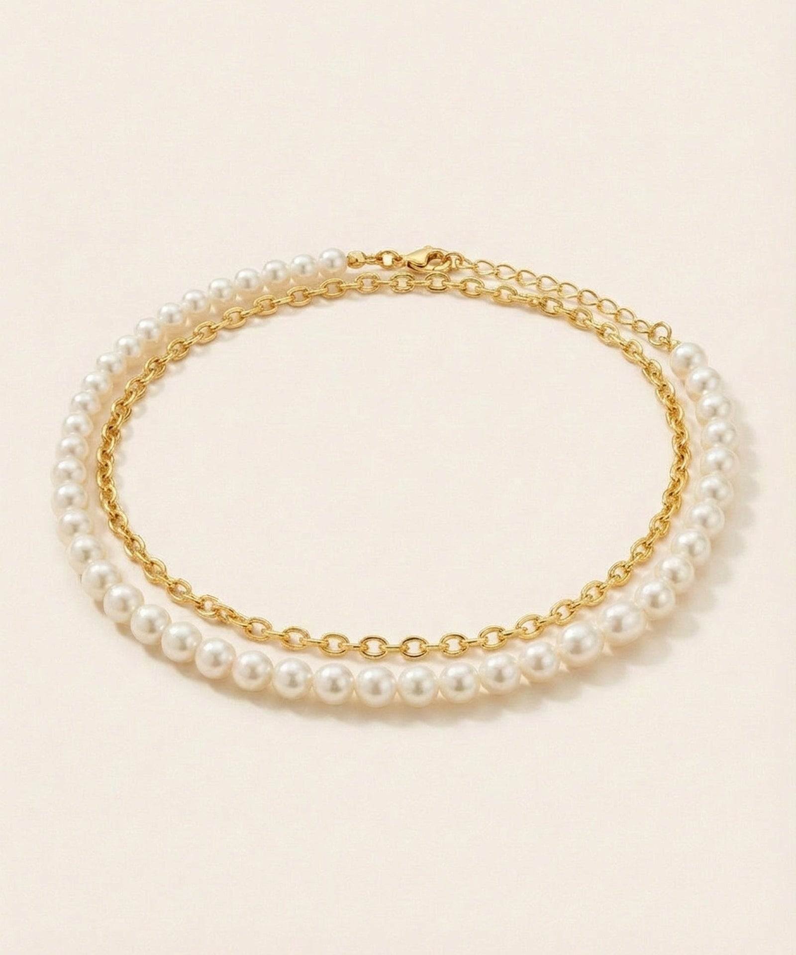Faux Pearl Link Anklet