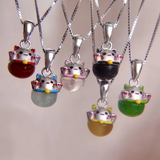 A collection of Fortune Cat Necklaces.