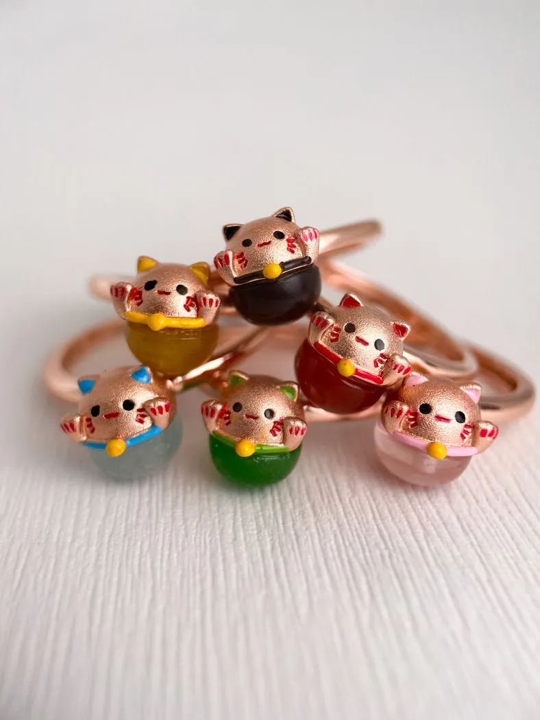 A collection of Fortune Cat Rings