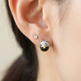 Fortune Cat Studs (Obsidian)