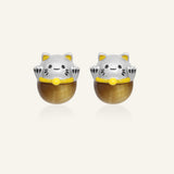 Fortune Cat Studs (Tiger Eye)