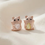 Hamster Mother of Pearl Studs
