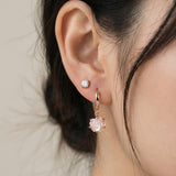 Handcarved Pink Shell Rose Huggies
