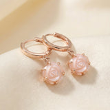 Handcarved Pink Shell Rose Huggies