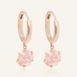 Handcarved Pink Shell Rose Huggies