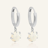 Handcarved White Shell Rose Huggies