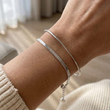 Herringbone Bracelet | Elate in silver, worn on a model
