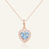Ice Blue Moissanite Heart Halo Necklace by Elate