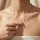 Ice Blue Moissanite Heart Halo Necklace by Elate