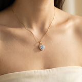 Ice Blue Moissanite Heart Halo Necklace by Elate