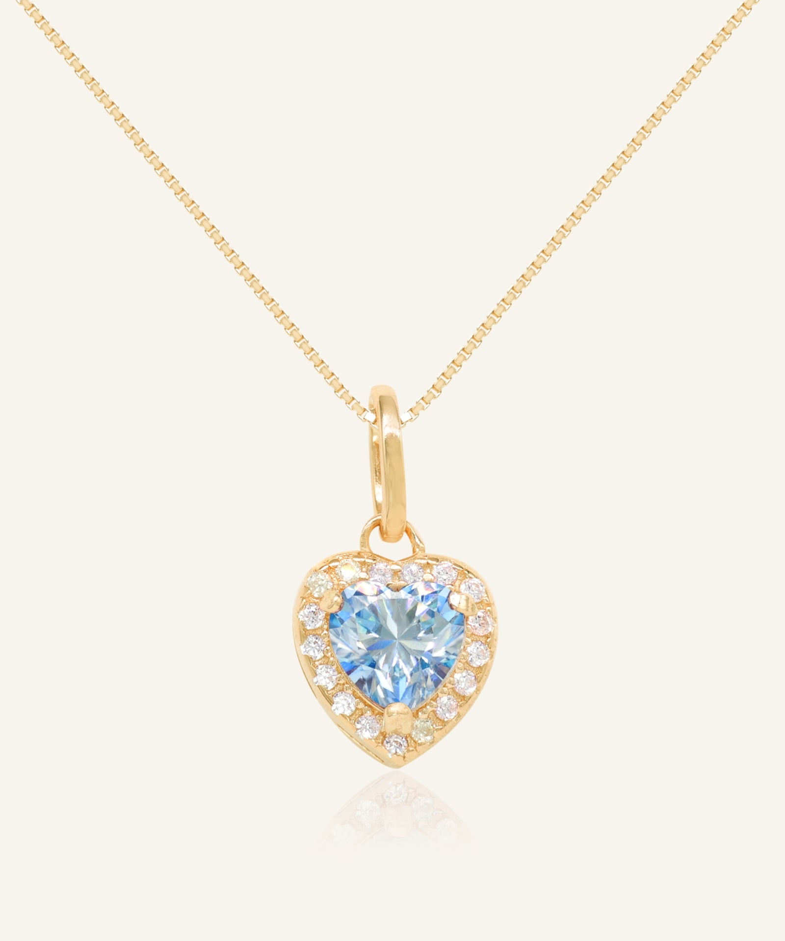 Ice Blue Moissanite Heart Halo Necklace by Elate