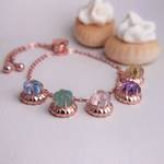 Iced Gem Biscuit Charm Bracelet Rose Gold