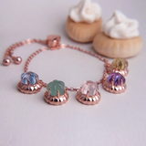 Iced Gem Biscuit Charm Bracelet Rose Gold