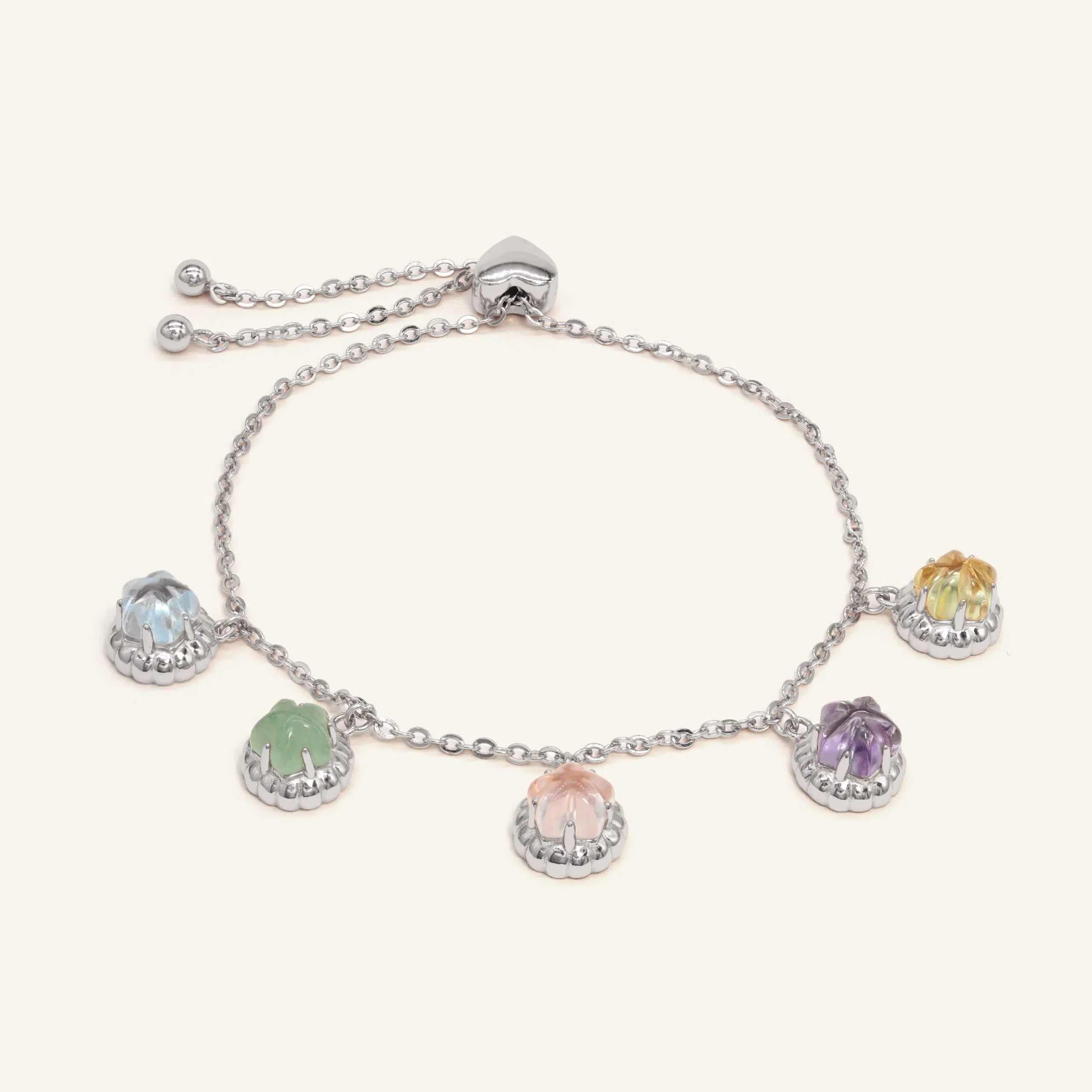 Iced Gem Biscuit Charm Bracelet Silver 2 scaled