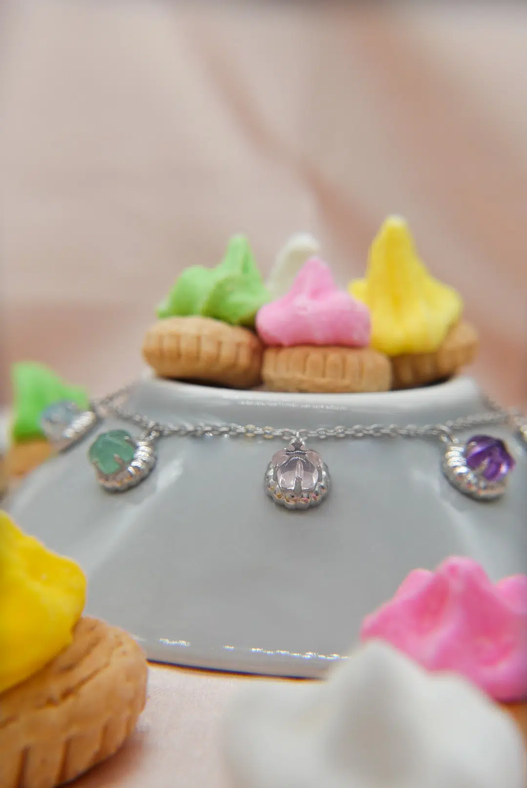 Iced Gem Biscuit Charm Bracelet Silver