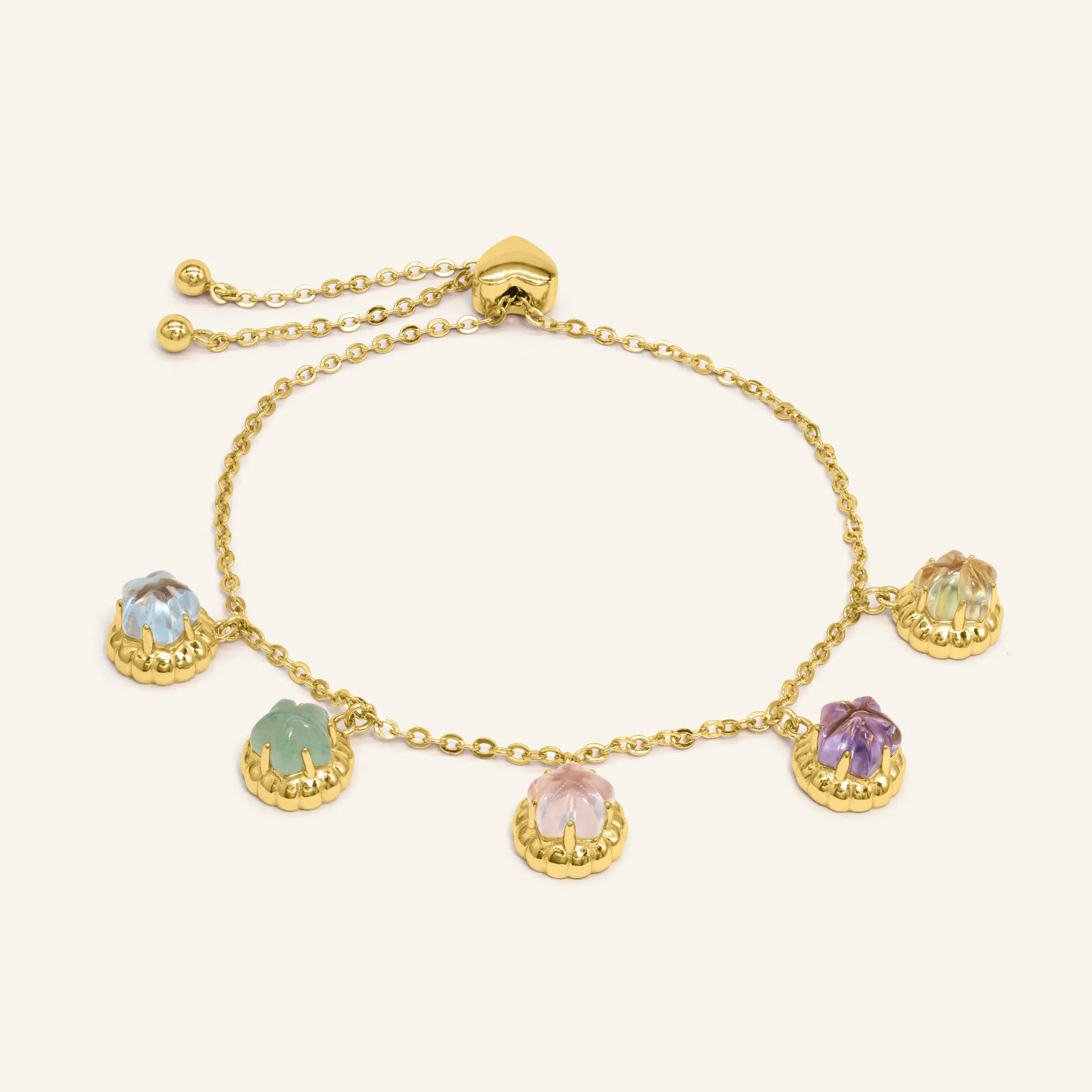 Iced Gem Biscuit Charm Bracelet Yellow Gold 2 scaled