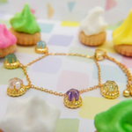 Iced Gem Biscuit Charm Bracelet Yellow Gold