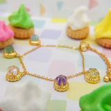Iced Gem Biscuit Charm Bracelet Yellow Gold