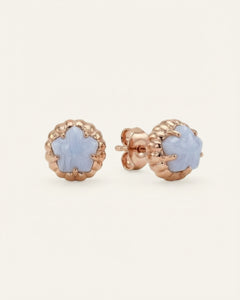 Ice Gem Biscuit Studs (Blue Lace Agate)