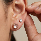 Ice Gem Biscuit Studs (Rose Quartz)