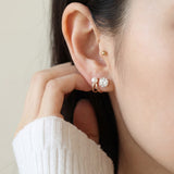 Illusion Ear Jackets (Moissanite & Pearl) by Elate