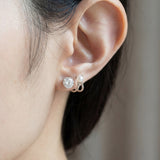 Illusion Ear Jackets (Moissanite & Pearl) by Elate