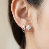 Illusion Ear Jackets (Moissanite & Pearl) by Elate