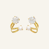 Illusion Ear Jackets (Moissanite & Pearl) by Elate