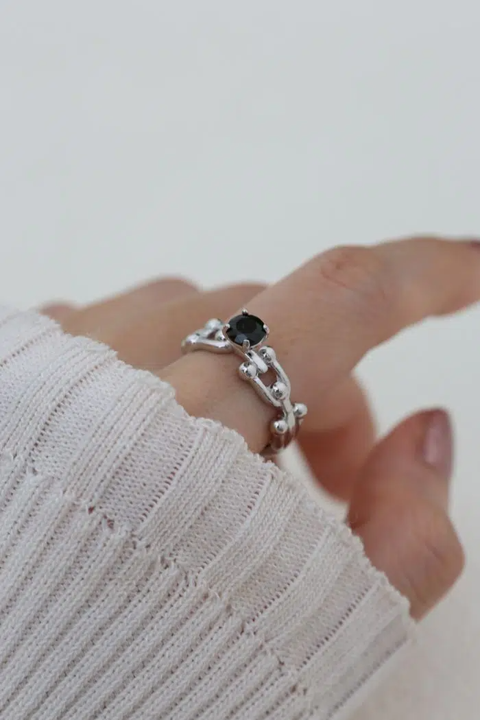 Lock Link Ring Black Spinel Model