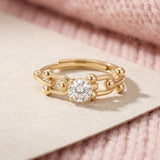 Lock Link Ring (White Moissanite) by Elate