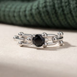 Lock Link Ring (Black Spinel) by Elate