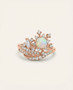 Lumina Opal Star Ring in 18k Rose Gold plating over 925 Sterling Silver with Natural Opal.