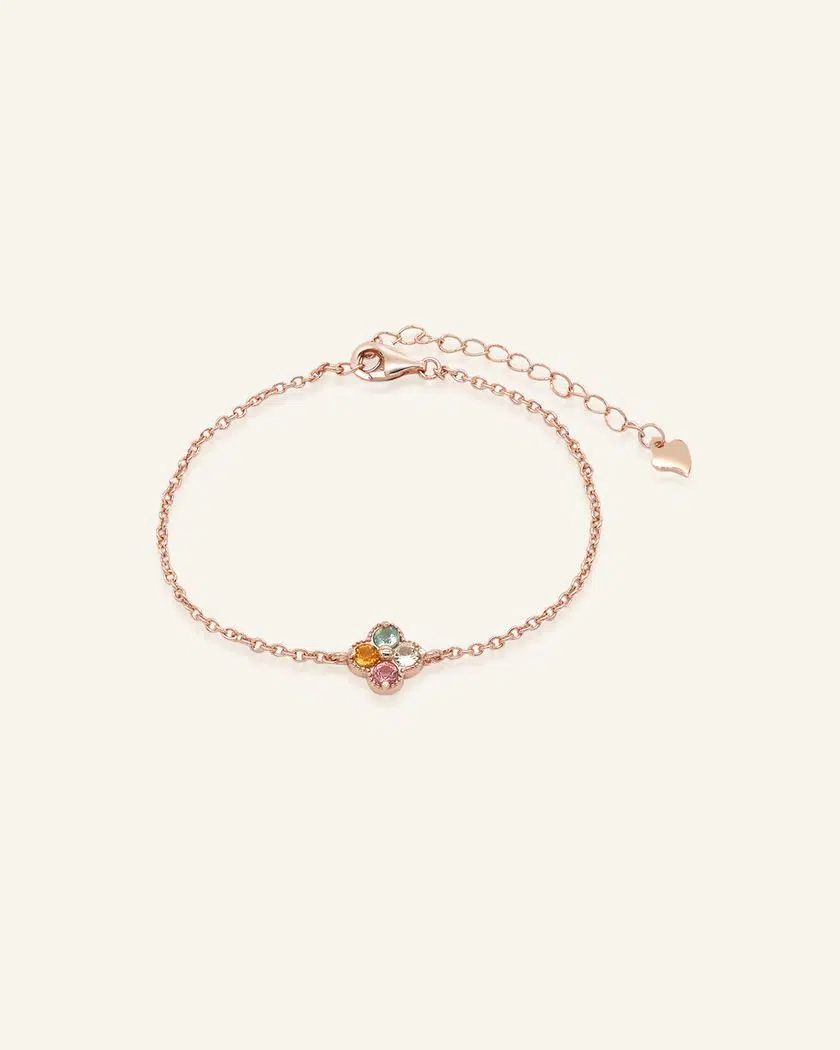 Macaron Tourmaline Clover Bracelet Rose Gold