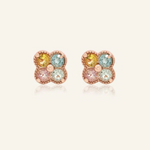 Macaron Tourmaline Clover Studs Rose-Gold