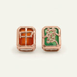Mahjong Studs (Red, Green Agate)