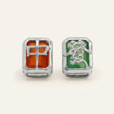 Mahjong Studs (Red, Green Agate)