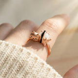 Maki Meow Sushi Ring | White Jade in rose gold, worn on a model