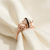 Maki Meow Sushi Ring | White Jade in rose gold, laid flat on a tabletop
