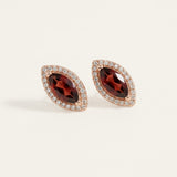 Marquise Garnet Halo Studs