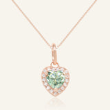 Mint Moissanite Heart Halo Necklace by Elate